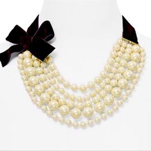 Kate spade girls in pearls necklace multi strand pearl necklace velvet bow HTF♠️